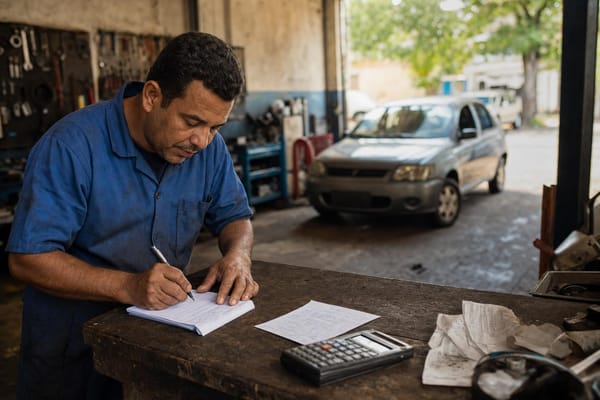 oficina pequena com registro de serviço e controle de faturamento invisível na oficina